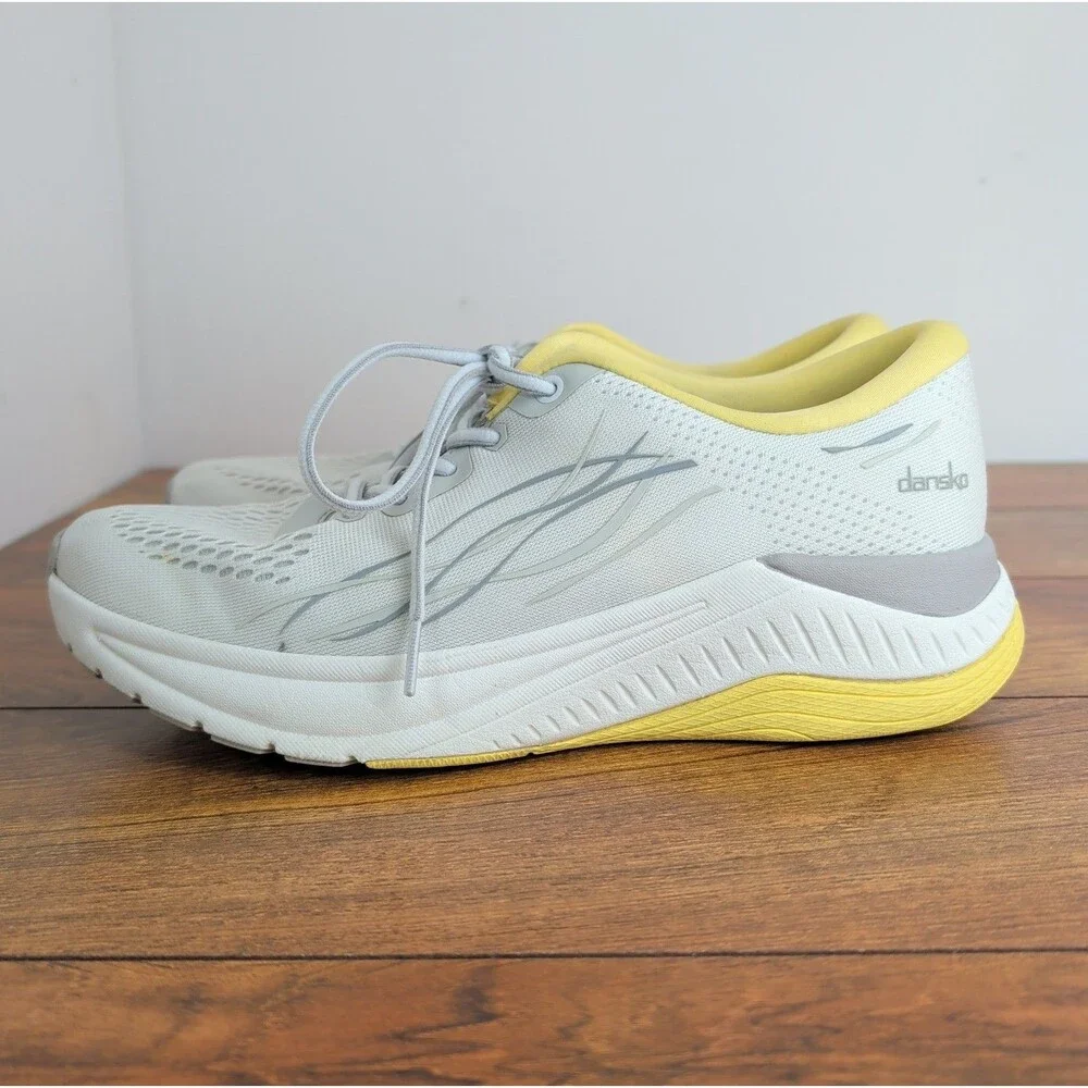 Dansko Women's Pace Mesh Comfort Walking Sneaker Shoes White/Yellow, 40, US 9.5